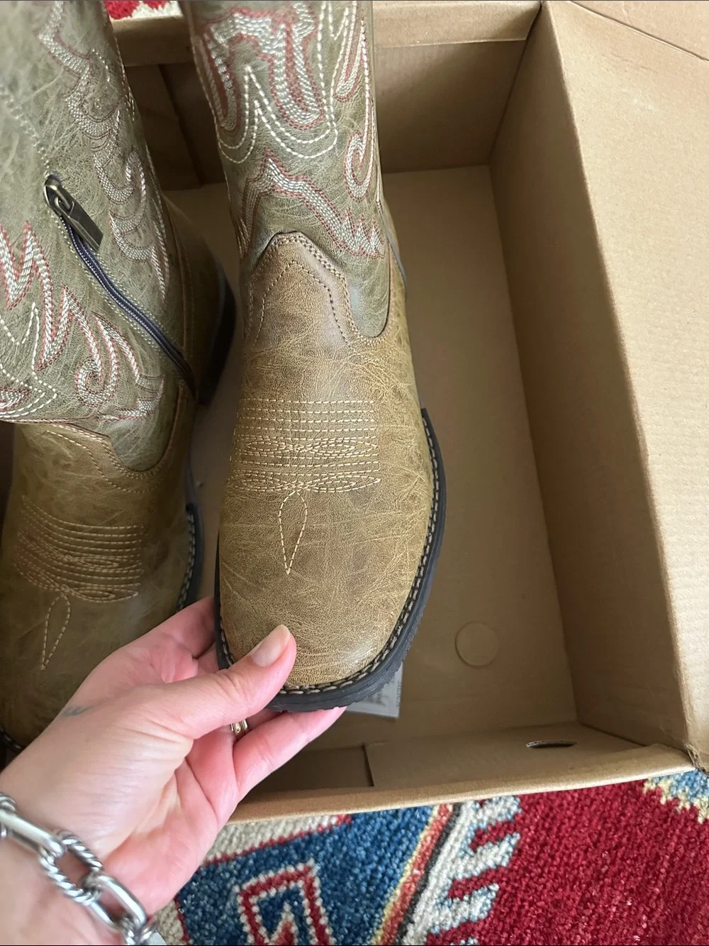 Olive Green Western Cowboy Boots